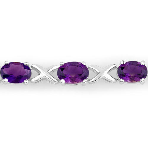 Pulsera de Plata Esterlina .925 con Amatista Genuina de 4.00 Quilates