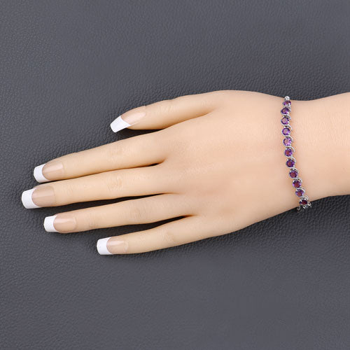 2.64 Carat Genuine Amethyst .925 Sterling Silver Bracelet