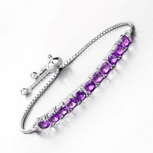 Pulsera de plata de ley .925 con amatista genuina de 6.05 quilates