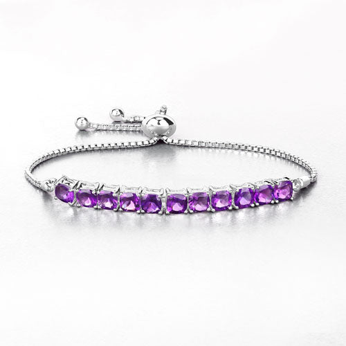 Pulsera de plata de ley .925 con amatista genuina de 6.05 quilates
