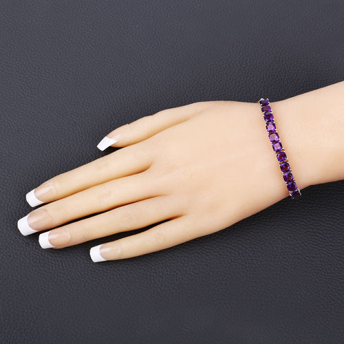 Pulsera de plata de ley .925 con amatista genuina de 6.05 quilates