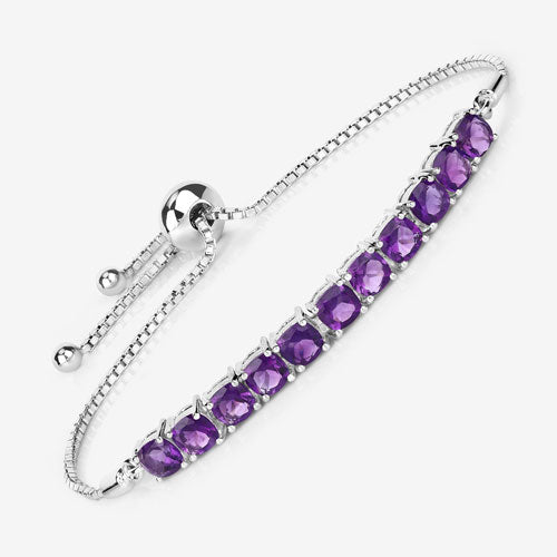 Pulsera de plata de ley .925 con amatista genuina de 6.05 quilates
