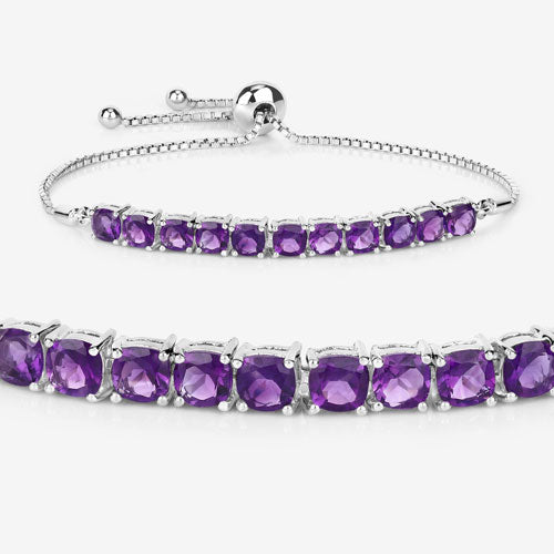 Pulsera de plata de ley .925 con amatista genuina de 6.05 quilates