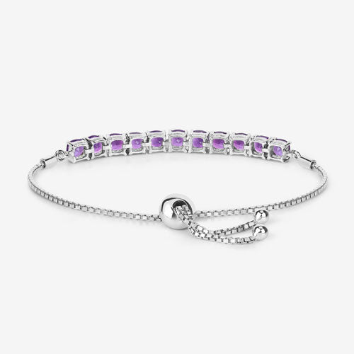 Pulsera de plata de ley .925 con amatista genuina de 6.05 quilates