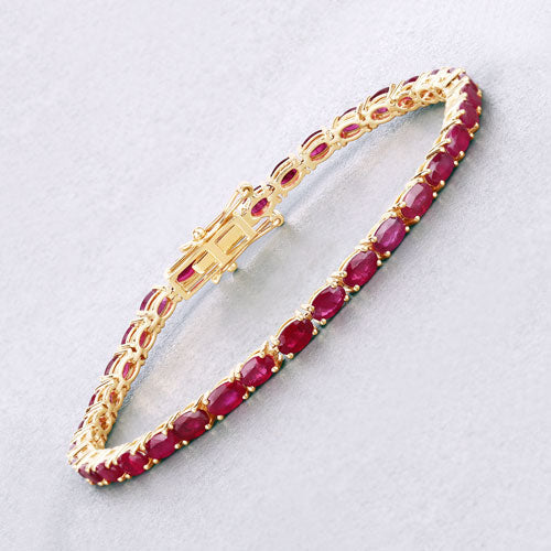 9.18 Carat Genuine Ruby 10K Yellow Gold Bracelet