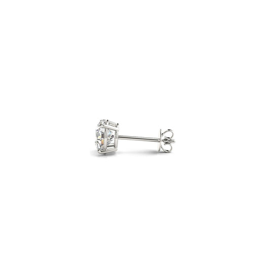 Pendientes de tuerca de diamante redondo cultivado en laboratorio IGI de 1 quilate (peso total) con certificación, oro blanco de 14 quilates (G/VS2)