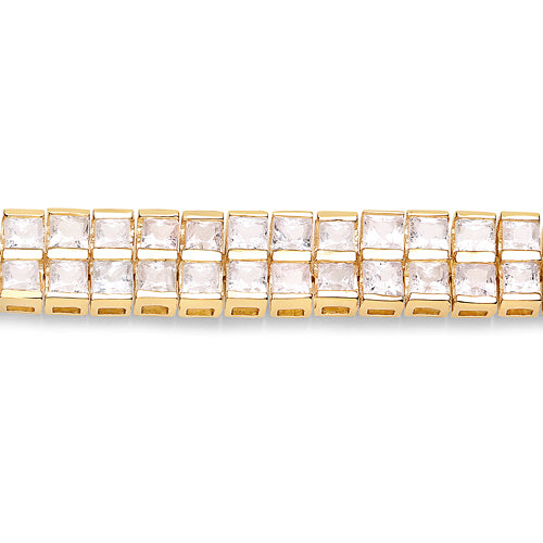 Pulsera de Plata Esterlina .925 con Zafiro Azul Genuino de 9.52 Quilates y Zafiros Blancos, Enchapada en Oro Amarillo de 14K