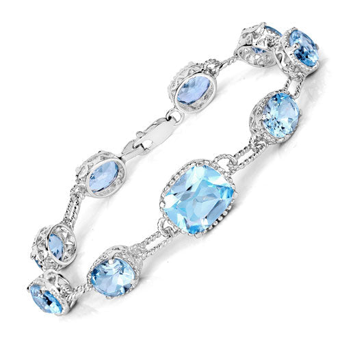 20.70 Carat Genuine Blue Topaz .925 Sterling Silver Bracelet