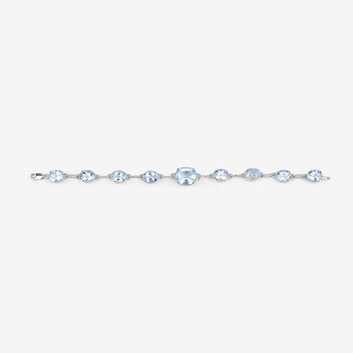 20.70 Carat Genuine Blue Topaz .925 Sterling Silver Bracelet