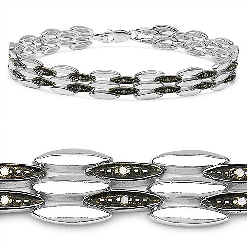 Pulsera de plata de ley .925 con diamante de champaña genuino de 0.22 quilates