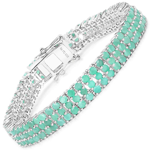 Pulsera de plata de ley .925 con esmeralda auténtica de 9.41 quilates