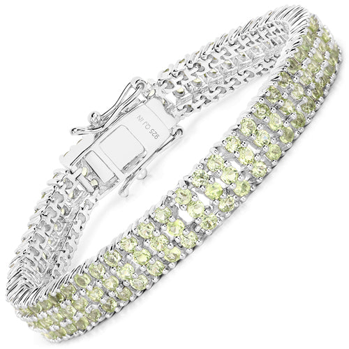 Brazalete de plata de ley .925 con peridoto genuino de 11.97 quilates