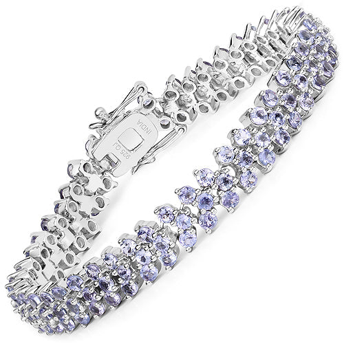 Pulsera de plata esterlina .925 con tanzanita genuina de 9.66 quilates