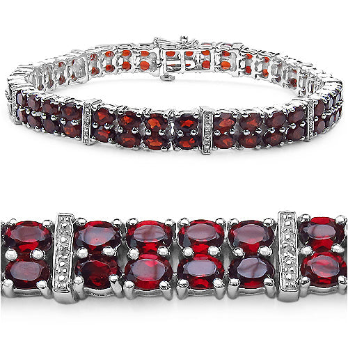 Pulsera de plata de ley .925 con granate auténtico de 19,05 quilates