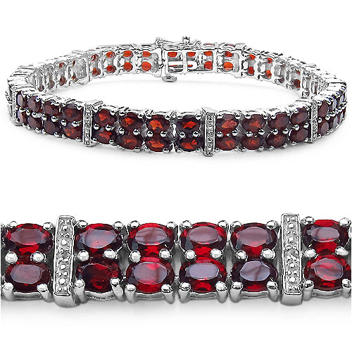 Pulsera de plata de ley .925 con granate auténtico de 19,05 quilates