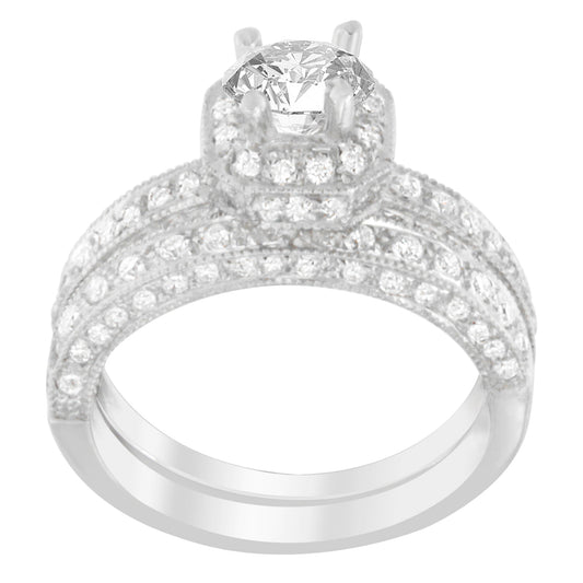 Anillo de oro blanco de 14 quilates con diamante de talla redonda de 1 ct. TDW (G-H, I1-I2)