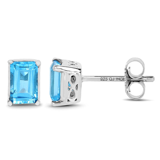 1.40 Carat Genuine Swiss Blue Topaz .925 Sterling Silver Earrings - view 2