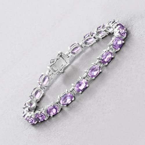 Pulsera de plata de ley .925 con amatista genuina de 14.40 quilates