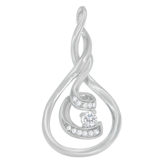 Espira 10K Oro Blanco 1/8 cttw Collar Colgante Espiral en Capas de Diamante de Talla Redonda (I-J, I1-I2)
