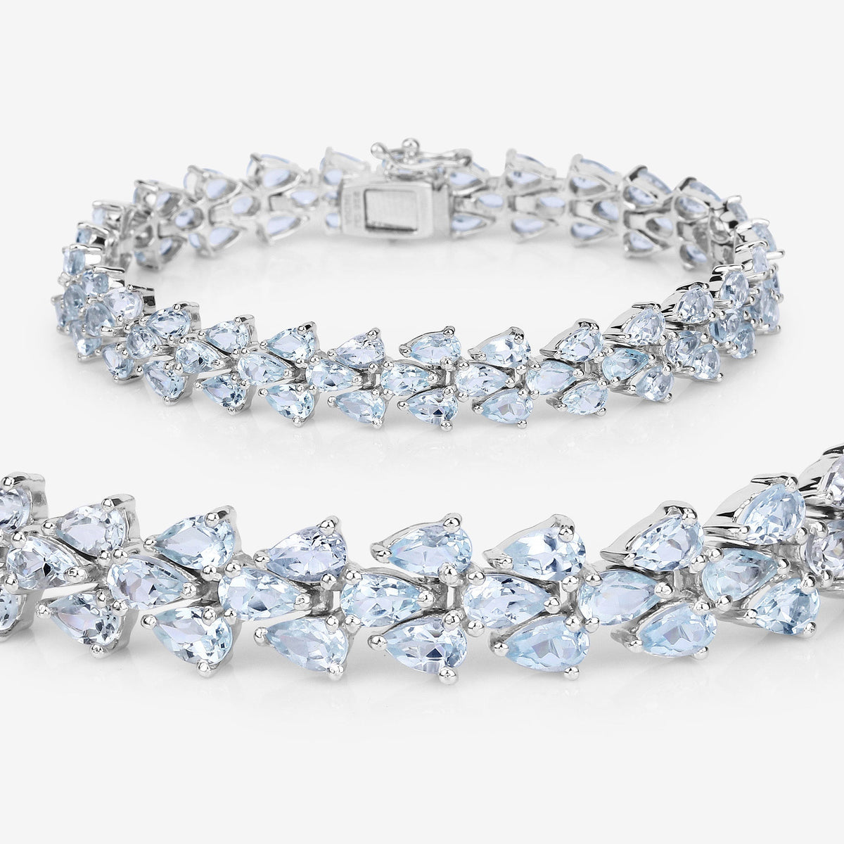 14.11 Carat Genuine Aquamarine .925 Sterling Silver Bracelet