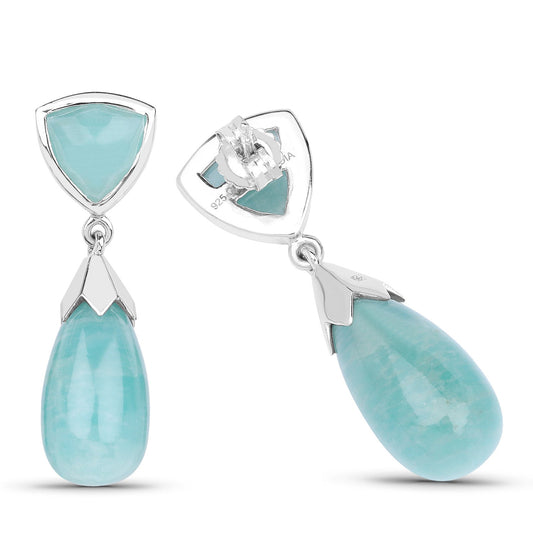 35.10 Carat Genuine Amazonite .925 Sterling Silver Earrings - view 2