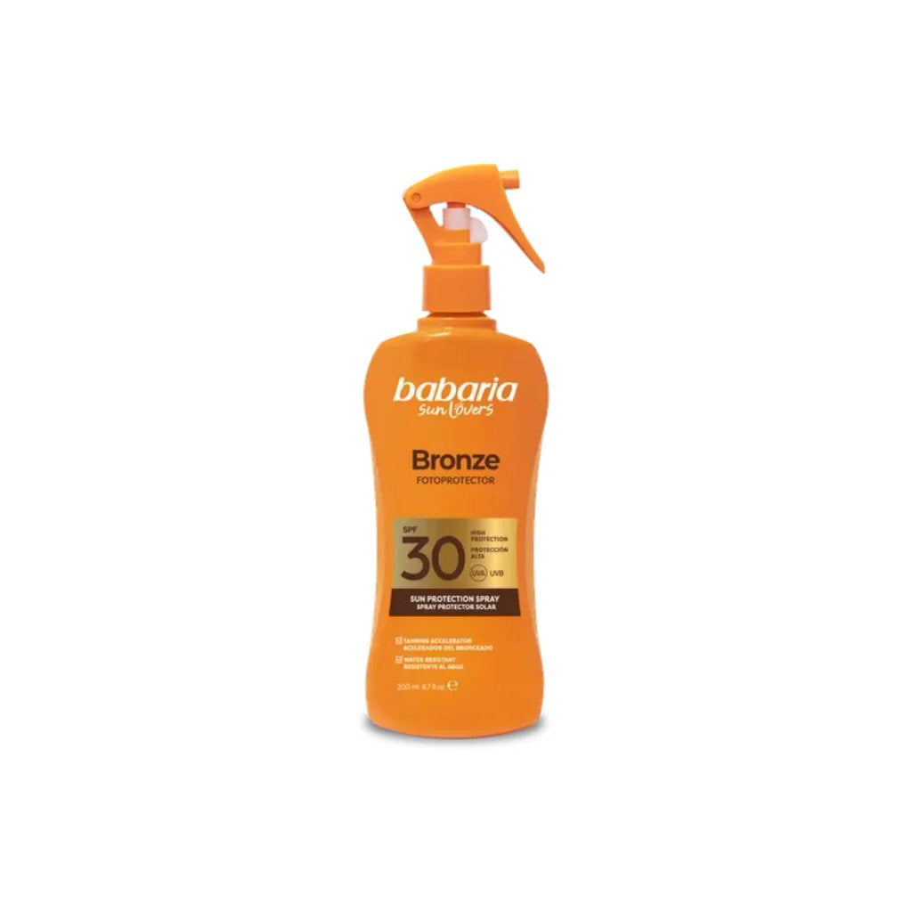 Babaria, Bronze Fotoprotector, Hydrating & Protecting, Sunscreen Spray, SPF 30, 200 ml
