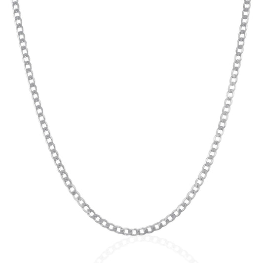 Cadena de plata esterlina de 3.0mm estilo "Curb" con baño de rodio