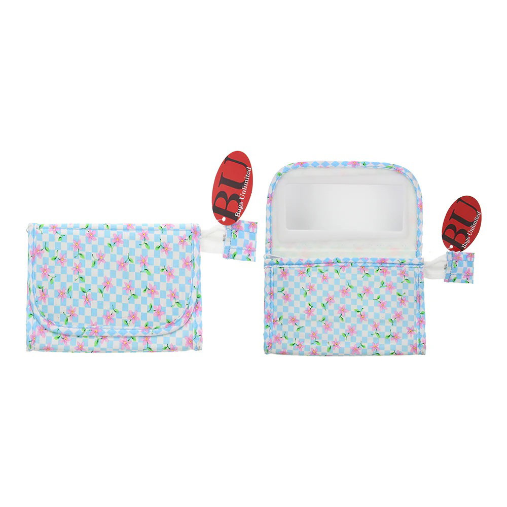 Bags Unlimited, Vienna Blue & Pink Mirror Toiletry Bags