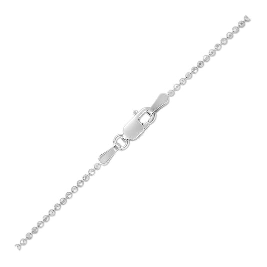 Cadena de cuentas facetadas de oro blanco de 14k de 1.2mm