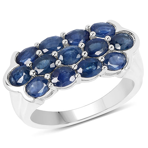 Anillo de plata de ley .925 con zafiro azul genuino de 2,60 quilates