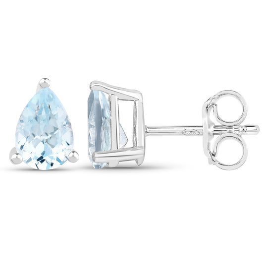 1.64 Carat Genuine Blue Topaz .925 Sterling Silver Earrings - view 2