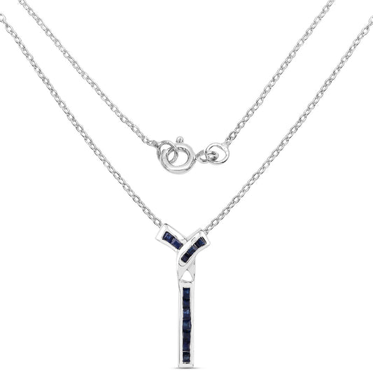0.72 Carat Genuine Blue Sapphire .925 Sterling Silver Pendant