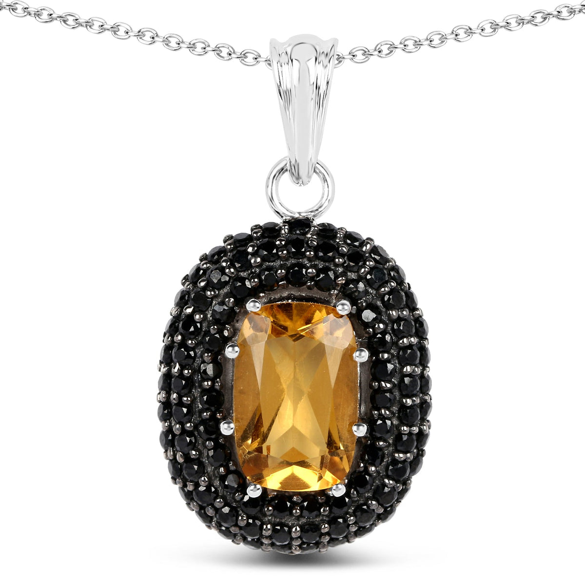 Colgante de plata esterlina .925 con citrino genuino de 5,85 quilates y espinela negra