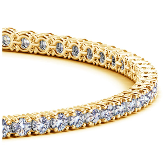 Pulsera de tenis de oro amarillo de 14k con diamantes redondos cultivados en laboratorio (4 qt en total F/G VS2/SI1)
