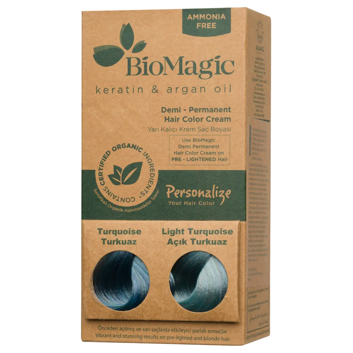 Biomagic, Biomagic, Keratin & Argan Oil, Demi-Permanent Hair Dye, Turquoise, 250 ml *Tester