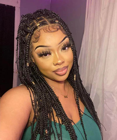 36" Butterfly Box Braids Wig | 360 Lace Frontal | Ombre & Color Options | Baby Hair | Clearance