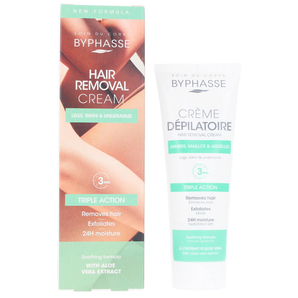Byphasse, Byphasse, Aloe Vera, Hair Removal Cream, For All Skin Types, For Legs, 125 ml