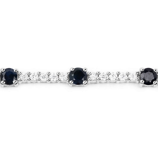 Pulsera de plata esterlina .925 con zafiro azul genuino de 6.21 quilates y circonita blanca