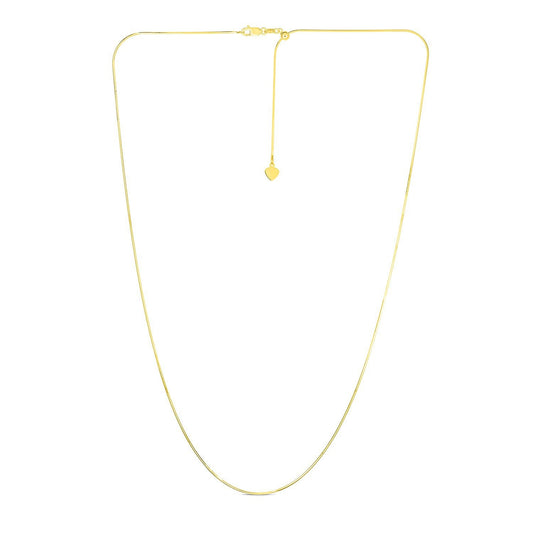 Cadena de serpiente ajustable de oro amarillo de 14k de 0,85 mm