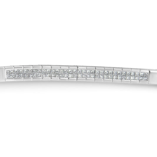 Pulsera de oro blanco de 14 quilates con diamantes talla princesa (1,00 quilates en total, color H-I, claridad SI1-SI2)