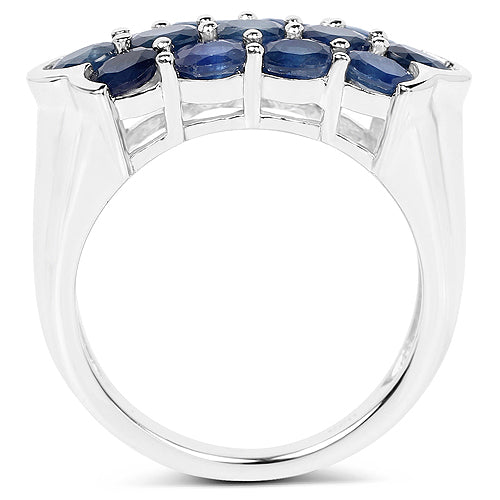 Anillo de plata de ley .925 con zafiro azul genuino de 2,60 quilates