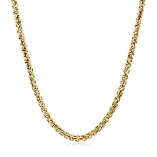 Cadena redonda sólida de oro amarillo de 14k de 2.5 mm