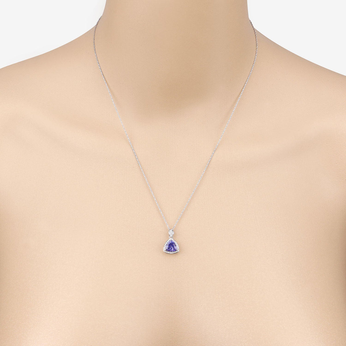 Colgante de oro blanco de 14 quilates con tanzanita genuina de 1,71 quilates y diamantes blancos