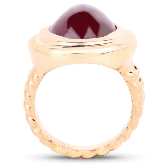 Anillo de plata de ley .925 con rubí genuino relleno de vidrio de 17.60 quilates bañado en oro rosa de 14K