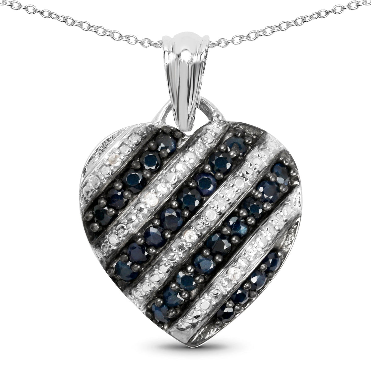 Colgante de plata de ley .925 con zafiro azul genuino de 1,55 quilates y topacio blanco