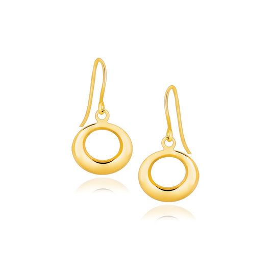 14k Yellow Gold Open Circle Dangle Earrings - view 2