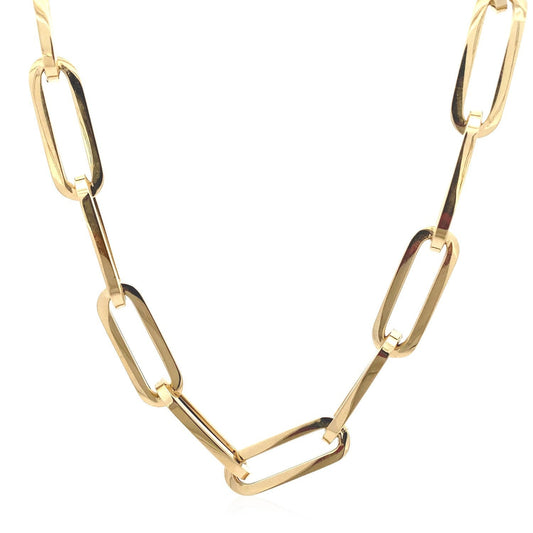 Gargantilla de cadena Paperclip extra ancha de oro amarillo de 14k