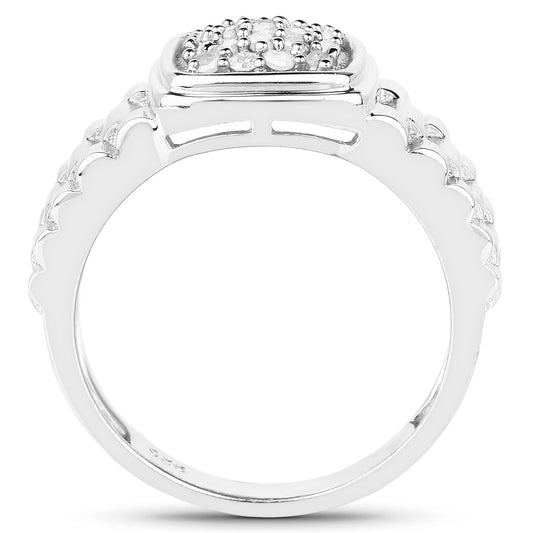 Anillo de plata de ley .925 con diamante blanco genuino de 0,25 quilates