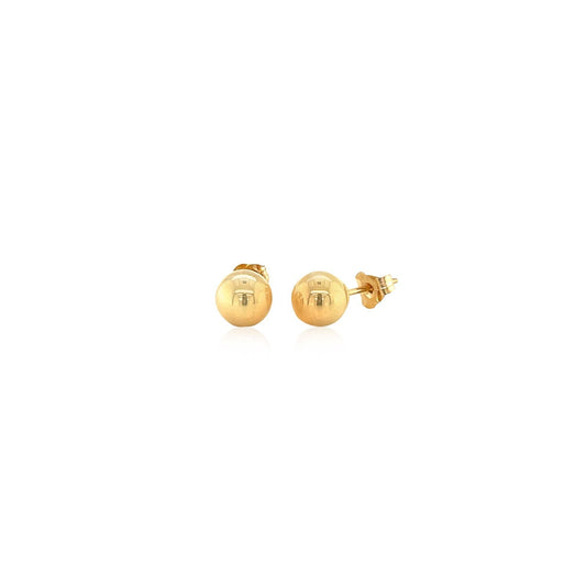 Pendientes de botón redondos de oro amarillo de 10k (6.0 mm)