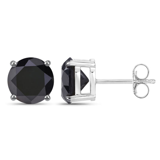 4.81 Carat Genuine Black Diamond 14K White Gold Earrings - view 2